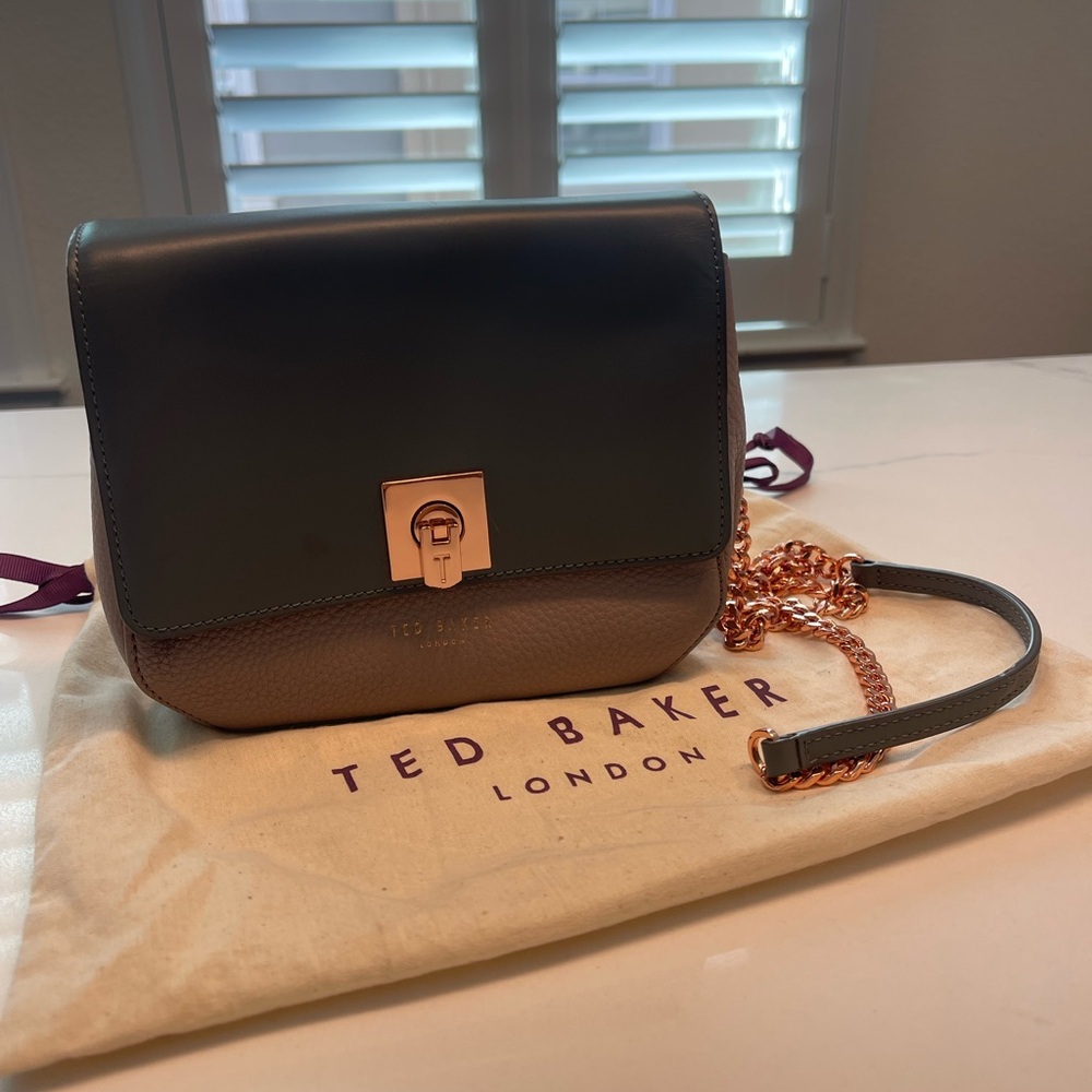 Ted Baker Dark Blue-Gray and “Rose-taupe-putty”-colored Crossbody Bag